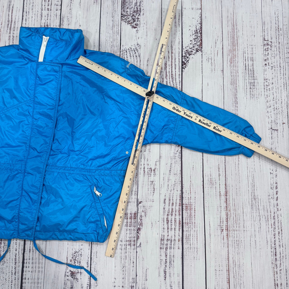 Powderhorn USA Vintage 80s Ski Windbreaker Jacket Women 8 Blue Nylon Gorpcore - Picture 8 of 8